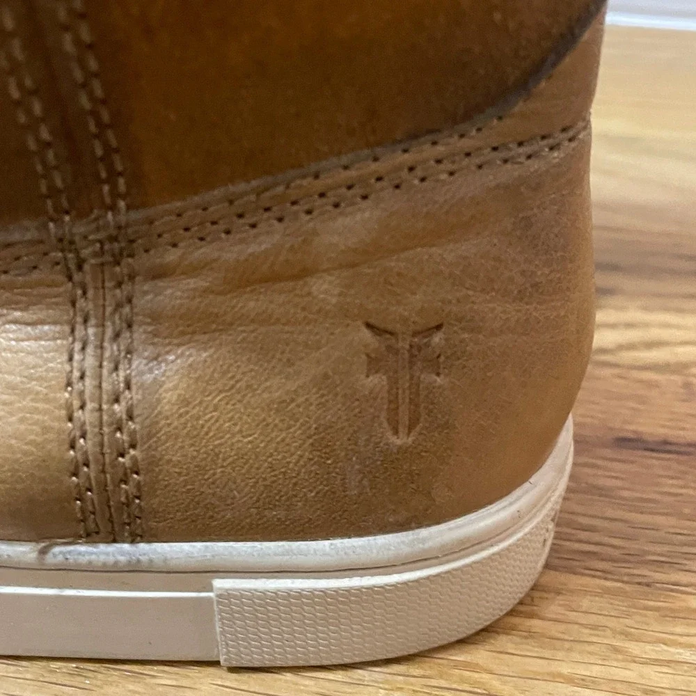 FRYE Gemma Tan Brown Shearling Lined Leather & Suede‎ Zip Ankle Boots Women's 6M